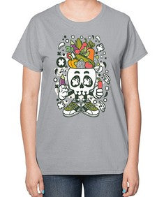 Vegetable Skull Head 1195# - skull and bones-  Ladies T-Shirt