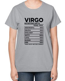 Virgo Nutrition Facts 530# - virgo-  Ladies T-Shirt