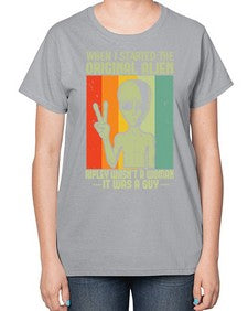 When I started the original alien 45# - ufo-  Ladies T-Shirt