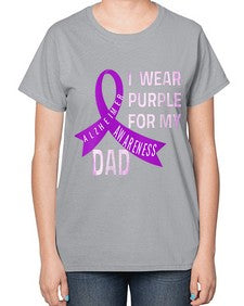 Womens I Wear Purple for My Dad Alzheimers Disease Awareness VNeck 221# - alzheimers-  Ladies T-Shirt