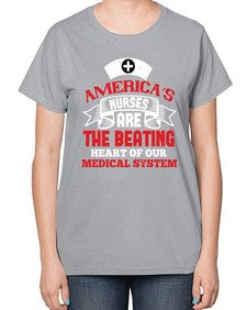americas nurses are Style 42# - nurse-  Ladies T-Shirt