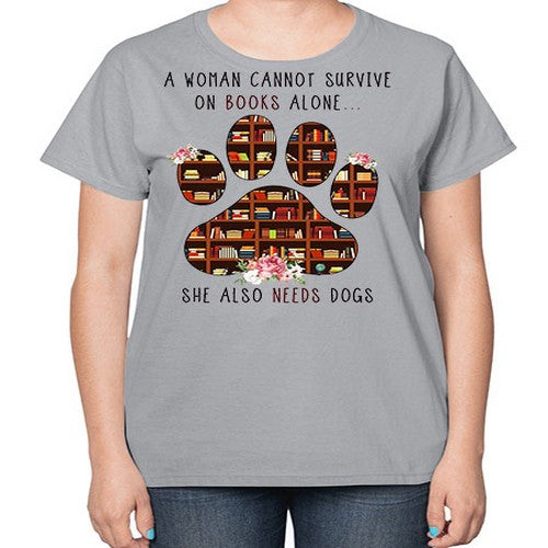 books and dogs alone 62# - dogs-  Ladies T-Shirt