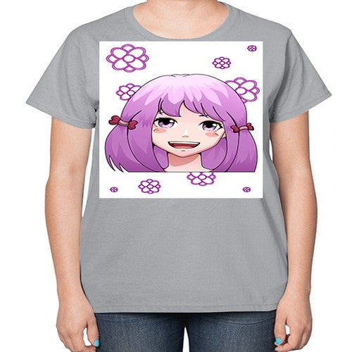 cute ponytails purple hair girl 63# - anime-  Ladies T-Shirt