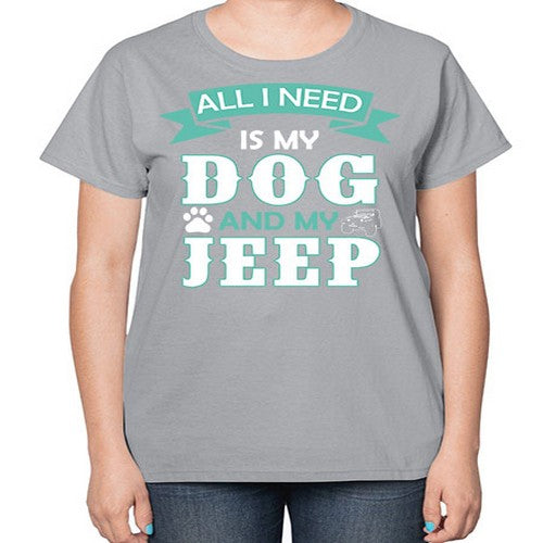 dog and jeep 74# - dogs-  Ladies T-Shirt