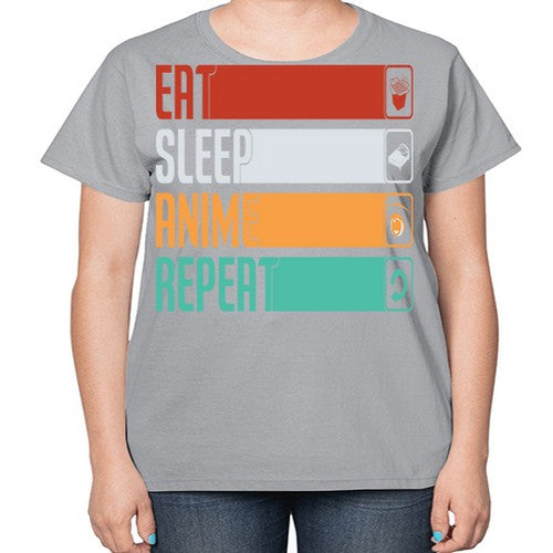 eat sleep anime repeat225# - anime-  Ladies T-Shirt