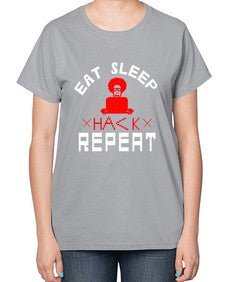 eat sleep hack repeat 48# - computer-  Ladies T-Shirt