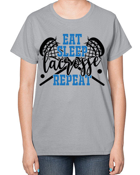 eat sleep lacrosse repeat 15# - lacrosse-  Ladies T-Shirt