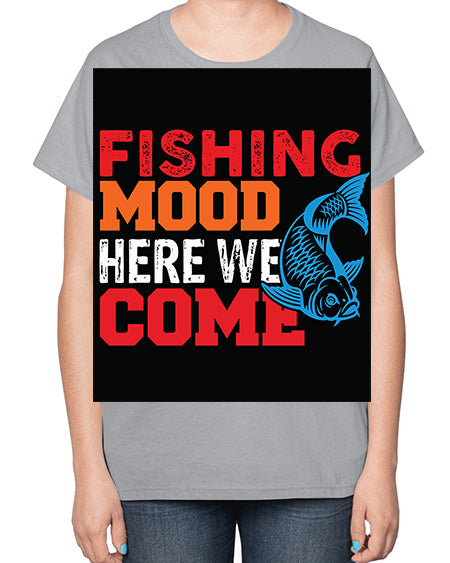 fishing mood here we come png 44# - shark-fish-  Ladies T-Shirt