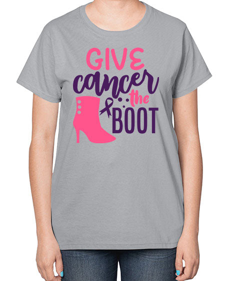 give cancer the boot Style 1# - breast cancer-  Ladies T-Shirt