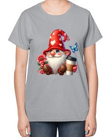 gnome with butterfly 12# - gnome-  Ladies T-Shirt