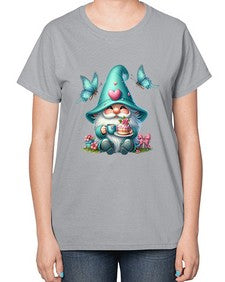 gnome with butterfly 14# - gnome-  Ladies T-Shirt