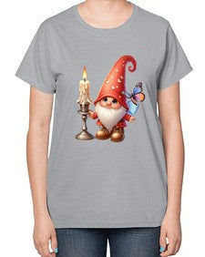 gnome with butterfly 16# - gnome-  Ladies T-Shirt