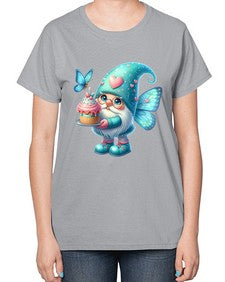 gnome with butterfly 20# - gnome-  Ladies T-Shirt
