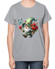 gnome with butterfly 24# - gnome-  Ladies T-Shirt