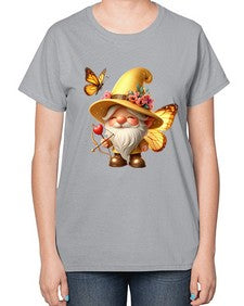 gnome with butterfly 27# - gnome-  Ladies T-Shirt