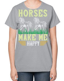 horses make me happy Style 40# - horse-  Ladies T-Shirt