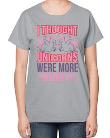 i thought unicorns were more fluffy 193# - unicorn-  Ladies T-Shirt