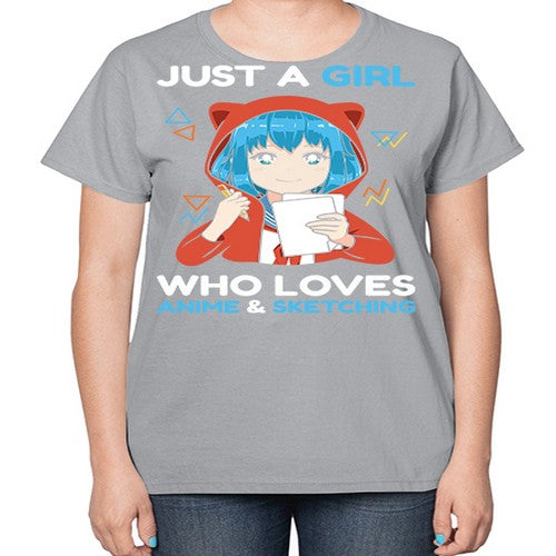 just a girl who loves anime and sketching259# - anime-  Ladies T-Shirt