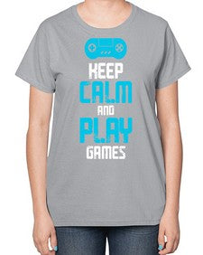 keep calm and play games 133# - video games-  Ladies T-Shirt
