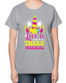love is truly magical 270# - unicorn-  Ladies T-Shirt