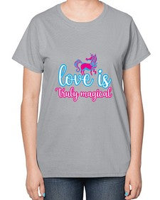 love is truly magical 271# - unicorn-  Ladies T-Shirt