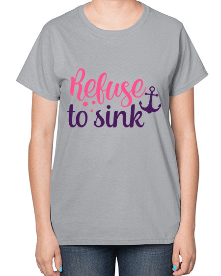 refuse to sink Style 4# - breast cancer-  Ladies T-Shirt