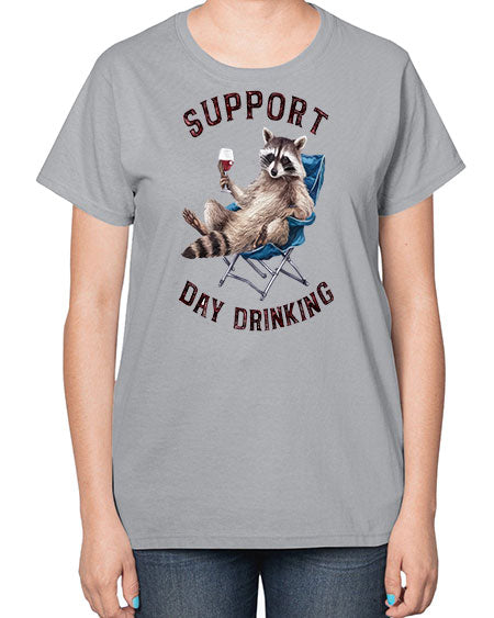 support day drinking 67# - raccoon-  Ladies T-Shirt