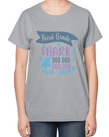 third grade shark doo doo doo doo 972# - third grade-  Ladies T-Shirt