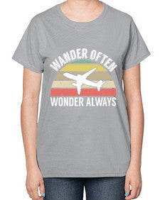 wander often wonder always  47# - airplane-  Ladies T-Shirt