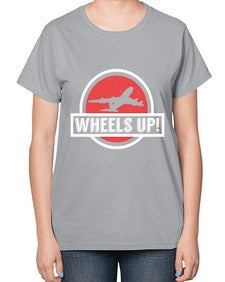 wheels up  50# - airplane-  Ladies T-Shirt