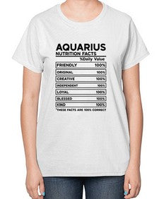 Aquarius Nutrition Facts 67# - aquarius-  Ladies T-Shirt