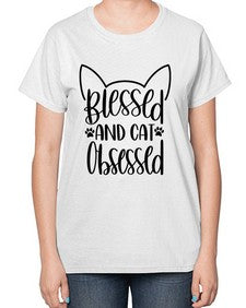 Blessed And Cat Obsessed Style 79# - cats-  Ladies T-Shirt