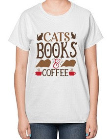 Cats Books Coffee Style 9# - cats-  Ladies T-Shirt