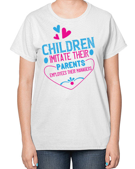 Children imitate their parents employees their managers Style 59# - kids-  Ladies T-Shirt