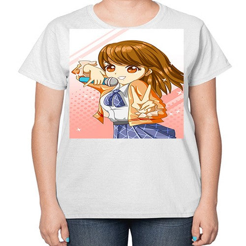 Cute teenage student girl singing song 47# - anime-  Ladies T-Shirt