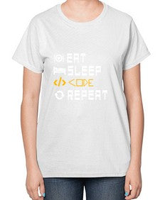 Eat sleep code repeat 49# - computer-  Ladies T-Shirt