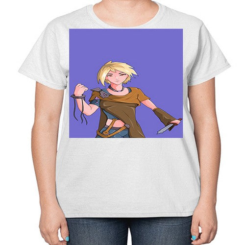 Girl hold knife 12# - anime-  Ladies T-Shirt