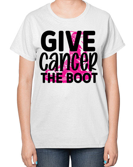 Give Cancer the Boot 25# - breast cancer-  Ladies T-Shirt