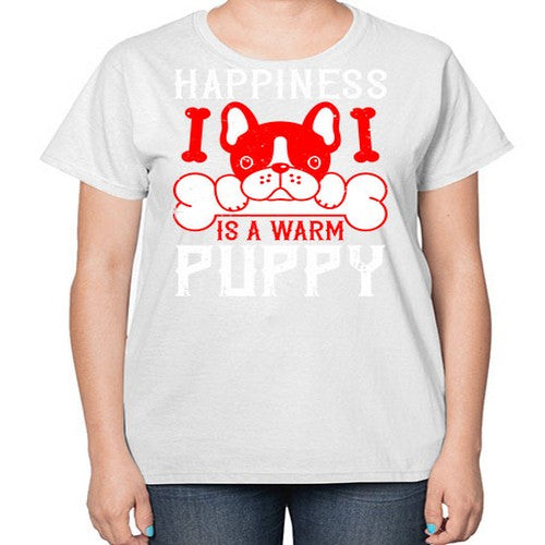 Happiness is a warm puppy Style 203# - dogs-  Ladies T-Shirt