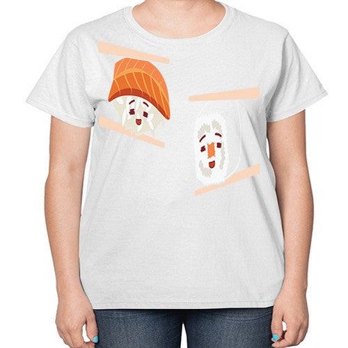 Happy Sushi Anime Kawaii Set Anime 232# - anime-  Ladies T-Shirt