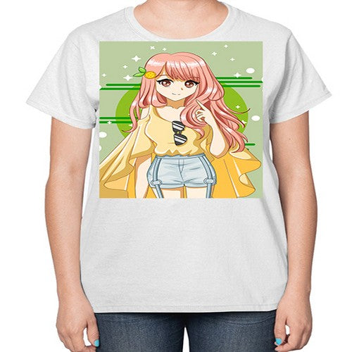 Happy and cute yellow blouse in summer holiday 43# - anime-  Ladies T-Shirt
