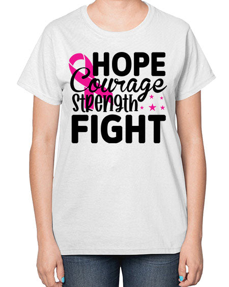 Hope Courage Strength Fight 21# - breast cancer-  Ladies T-Shirt