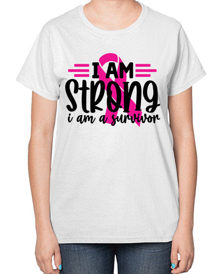 I Am Strong I Am a Survivor 20# - breast cancer-  Ladies T-Shirt