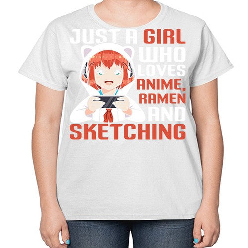Just a girl who loves anime ramen and sketching260# - anime-  Ladies T-Shirt