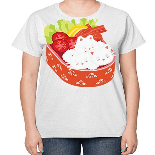Kawaii Cat Boxed Lunch Anime Anime 266# - anime-  Ladies T-Shirt
