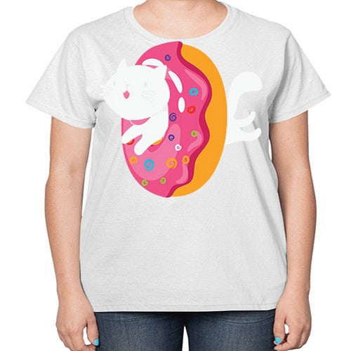 Kawaii Cat Donut Anime Lover Anime 267# - anime-  Ladies T-Shirt