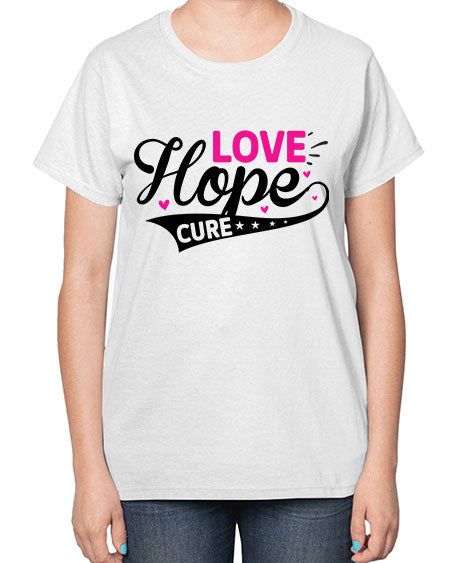 Love Hope Cure 14# - breast cancer-  Ladies T-Shirt