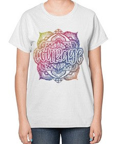 Mandala Courage Rainbow Glitter 758# - mandala-  Ladies T-Shirt
