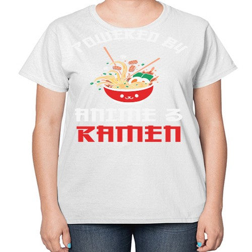 Powered by Anime amp Ramen 275# - anime-  Ladies T-Shirt