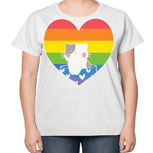 Pride Cat LGBT Kawaii Cats Anime 276# - anime-  Ladies T-Shirt